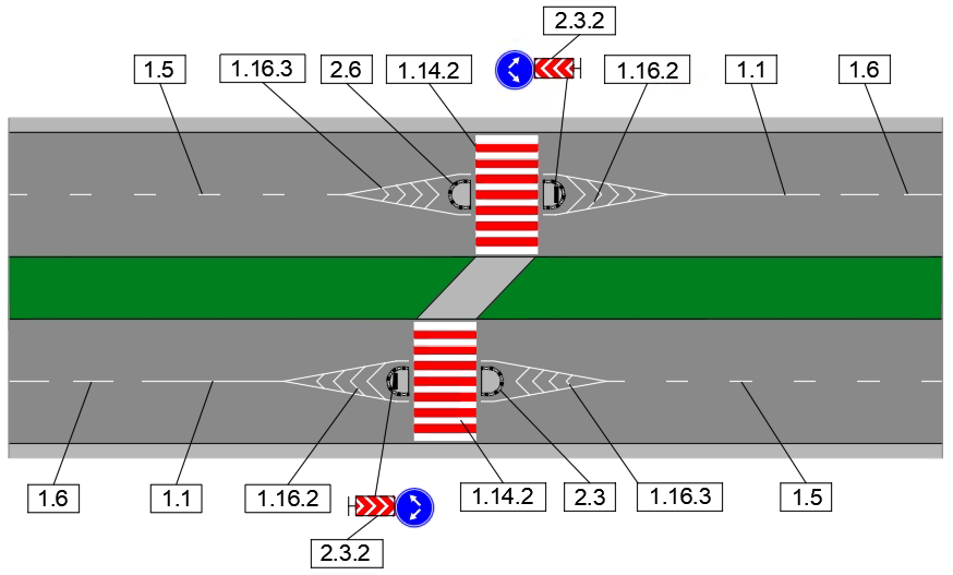 Схема розмітки 1.1, 1.5, 1.6, 1.14.2, 1.16.2, 1.16.3, 2.3.2, 2.6