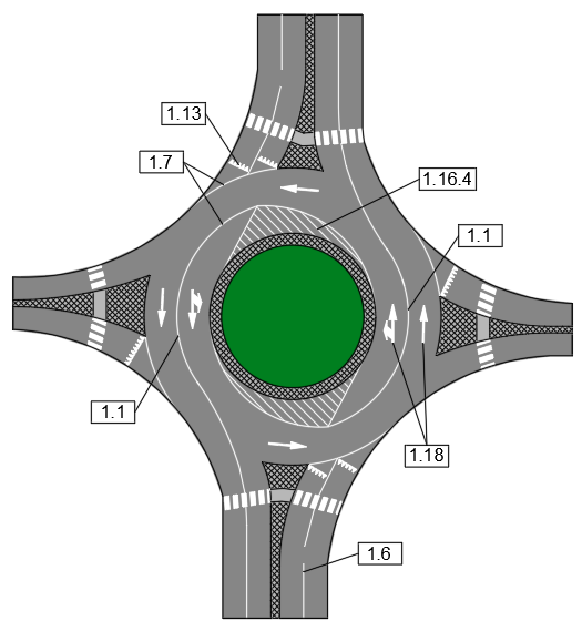 Схема розмітки 1.1, 1.6, 1.7, 1.13, 1.16.4, 1.18